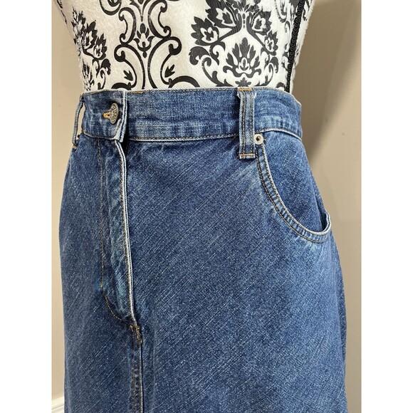 BILL BLASS VTG Jean Skirt 12P Denim Maxi Front/Back Slit Raw Hem Cowgirl Grunge - Picture 2 of 16
